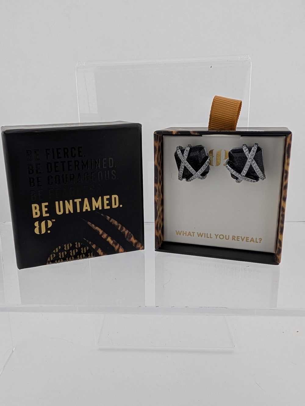 Be Untamed Black and Silver Stud Earrings
